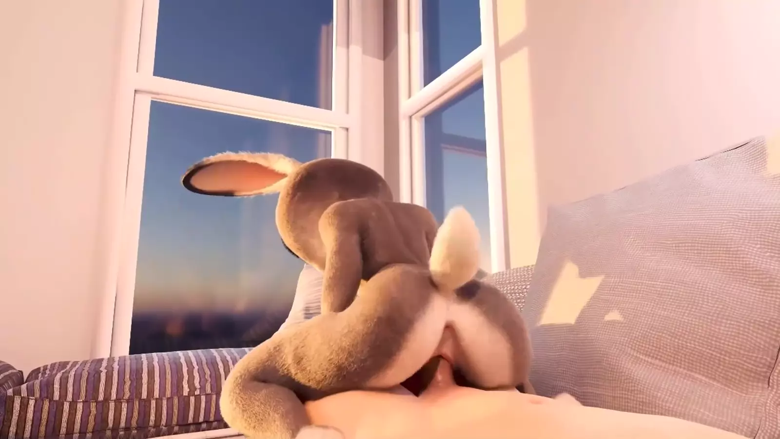 Adorable animation hare during of age situation